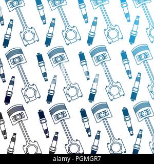 automotive service piston and spark plug parts pattern Stock Vector
