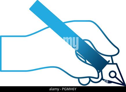 hand holding pen steel basic tip artistic creativity Stock Vector