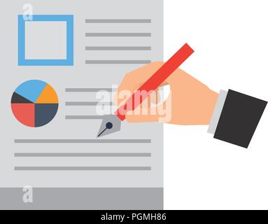 hand with steel basic tip writing document business Stock Vector