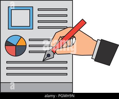 hand with steel basic tip writing document business Stock Vector