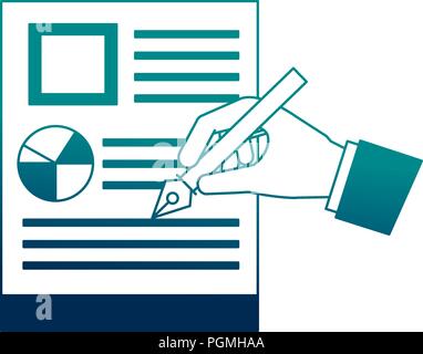 hand with steel basic tip writing document business Stock Vector