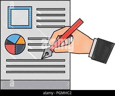 hand with steel basic tip writing document business Stock Vector