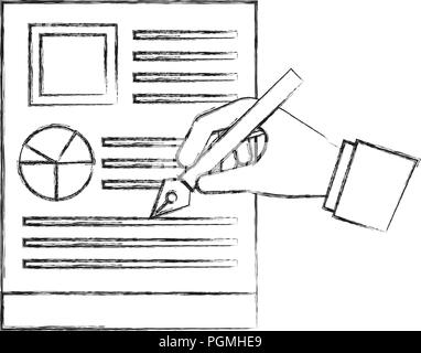 hand with steel basic tip writing document business Stock Vector