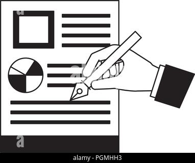 hand with steel basic tip writing document business Stock Vector