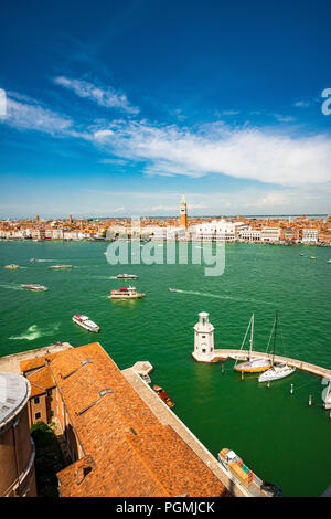 The view from Campanile di San Giorgio of the Giudecca Canal in Venice Stock Photo