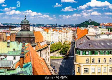 Aerial view of the city centre of Prague in the Czech Republic. Stock Photo