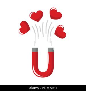 red hearts and magnet Attraction vector illustration EPS10 Stock Vector