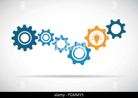 blue and orange gears idea technology vector illustration EPS10 Stock Vector