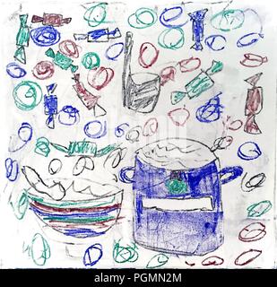 Colorful artistic drawing of marker on white board with lunch background. Vector Illustration Stock Vector