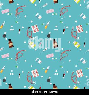 Colorful Health Medical Background. Seamless pattern. Vector Illustration Stock Vector
