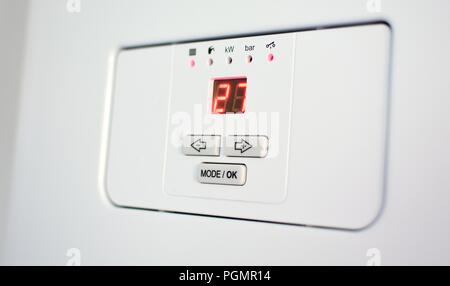 Control panel of the electric boiler with display and control buttons. Stock Photo