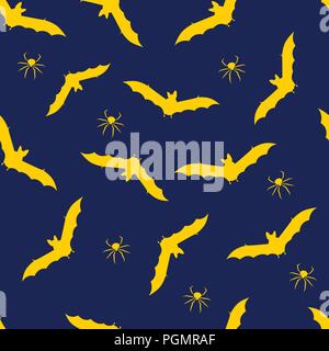 bat and spider halloween seamless pattern vector illustration Stock Vector