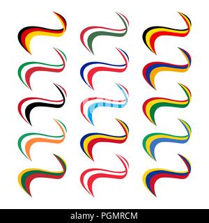 Set of ribbons with flags of different countries  Stock Vector