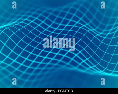 Virtual reality concept: abstract digital landscape grid in cyberspace. Stock Vector