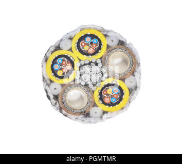 cross section armored cable isolated on white Stock Photo