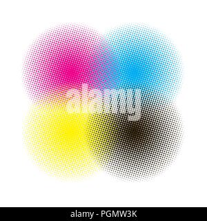 CMYK halftone rounds background vector Stock Vector