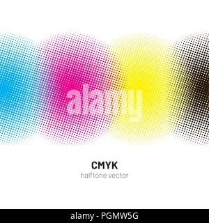 CMYK halftone rounds background vector Stock Vector