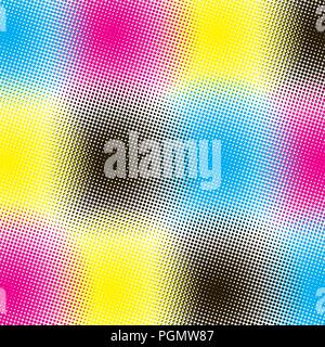 CMYK halftone rounds background vector Stock Vector
