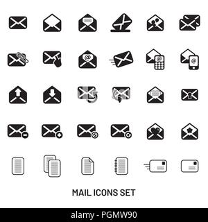 Simple mail icons set. Universal mail icon to use for web and mobile UI, set of basic mail elements Stock Vector