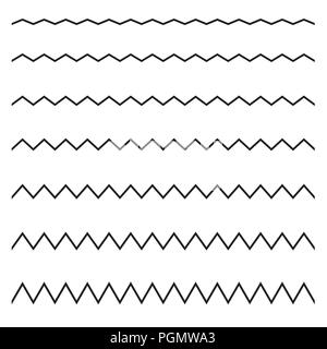 Set of seamless lines zigzag. Graphic design elements. Stock Vector