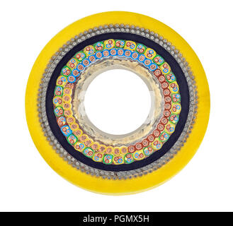 cross section armored cable isolated on white Stock Photo