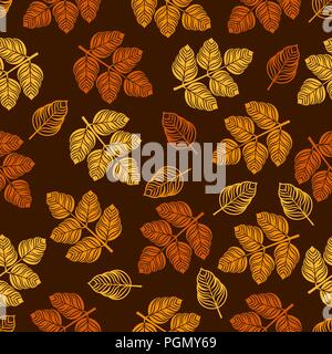 Seamless pattern with colored leaves. Vector illustration Stock Vector