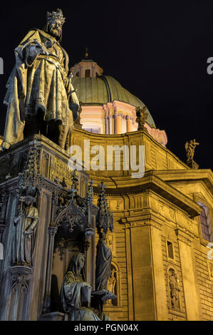 The statue of King Charles IV in Krizivnicke Square, Prague, Czech Republic, Europe Stock Photo