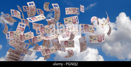 Flying Mexican Pesos (isolated with clipping path) Stock Photo