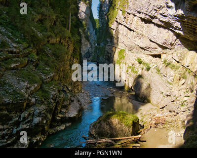 Entrance from the south side to the gorge in sunshine with little water in summer Stock Photo