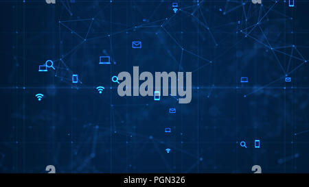 Growing Global Network And Data Connections Concept.Scientific Technology Data Network Surrounding Global Connectivity. Stock Photo