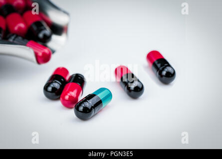 Selective Focus Blue Green Capsule Pill And Drug Tray With Red Black Capsule Global Healthcare Antibiotics Drug Resistance Antimicrobial Capsule Pi Stock Photo Alamy