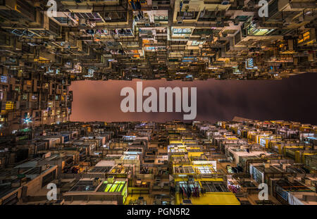 Overcrowded residential building in Hong Kong Stock Photo