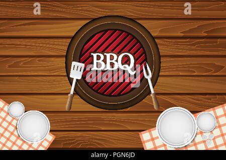 BBQ Party Restaurant Table Vector Background Illustration Concept Stock Vector