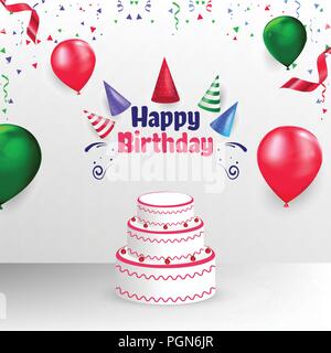 Happy Birthday Poster Set Vector Design Birthday Greeting Text