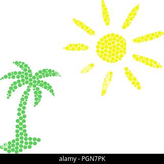 Palm tree and sun against white background - vector graphic Stock Vector