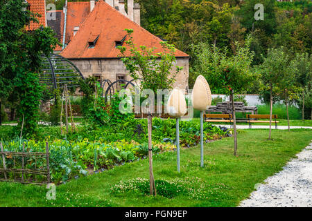 The garden at the Minorite Monastery in Český Krumlov in the Czech Republic Stock Photo