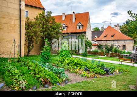 The garden at the Minorite Monastery in Český Krumlov in the Czech Republic Stock Photo