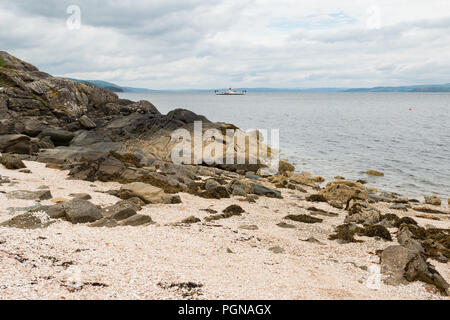 Shell Beach, Tarbert, Loch Fyne, Scotland - made of broken scallop and clam shells Stock Photo