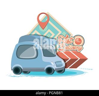 fast delivery service with van vector illustration design Stock Vector