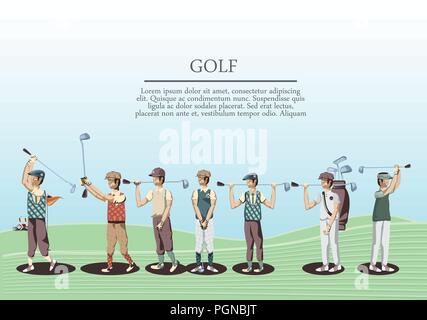 golf players in the course vector illustration design Stock Vector