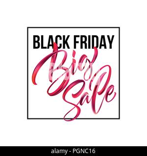 Black friday Handwritten lettering paint brush strokes. Vector illustration Stock Vector