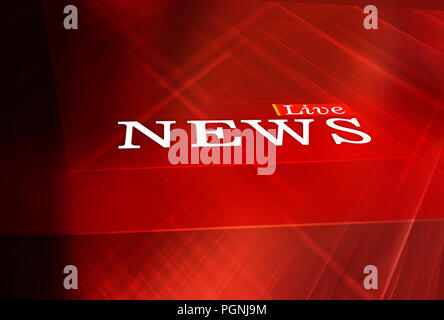 Abstract red theme background with live news text in depth, suitable for news topic Stock Photo