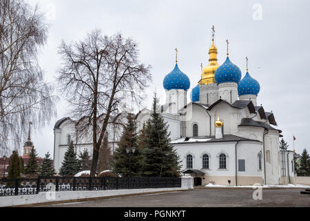 Annunciation Cathedral in Kazan Kremlin on cloudy winter day, Kazan, Russia Stock Photo