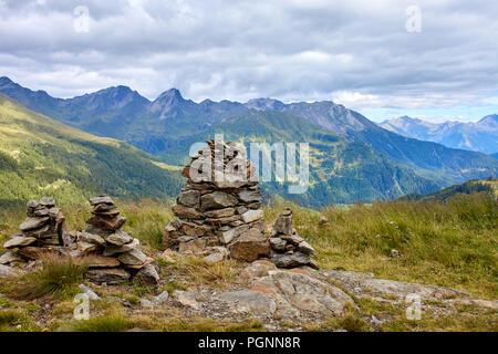 View from mountain in Austrian Alps at Grossglockner high alpine road Stock Photo