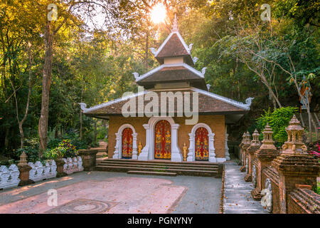 Gathering place for monks outside of a temple building at Wat Pha Lat. Stock Photo