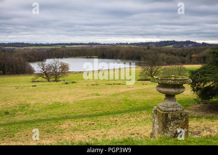 Reigate, UK - January 28, 2018 - view of Gatton Park, designed by famous 18th Century English landscape architect Lancelot 'Capaility' Brown Stock Photo