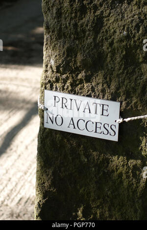 Private No Access Sign on Farm yard gate post Stock Photo
