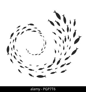 Vector spiral of fish shoal Stock Vector