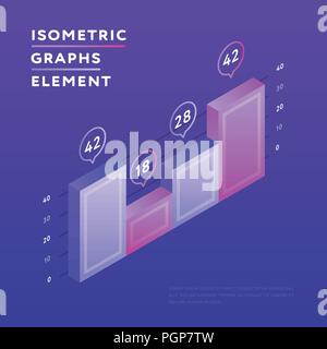 Isometric vivid design of graph Stock Vector