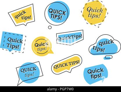 Set of colorful quick tips logos Stock Vector